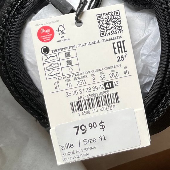 Zara Black Lug Sole Strappy Sandals, Size 10/41 - Picture 6 of 6